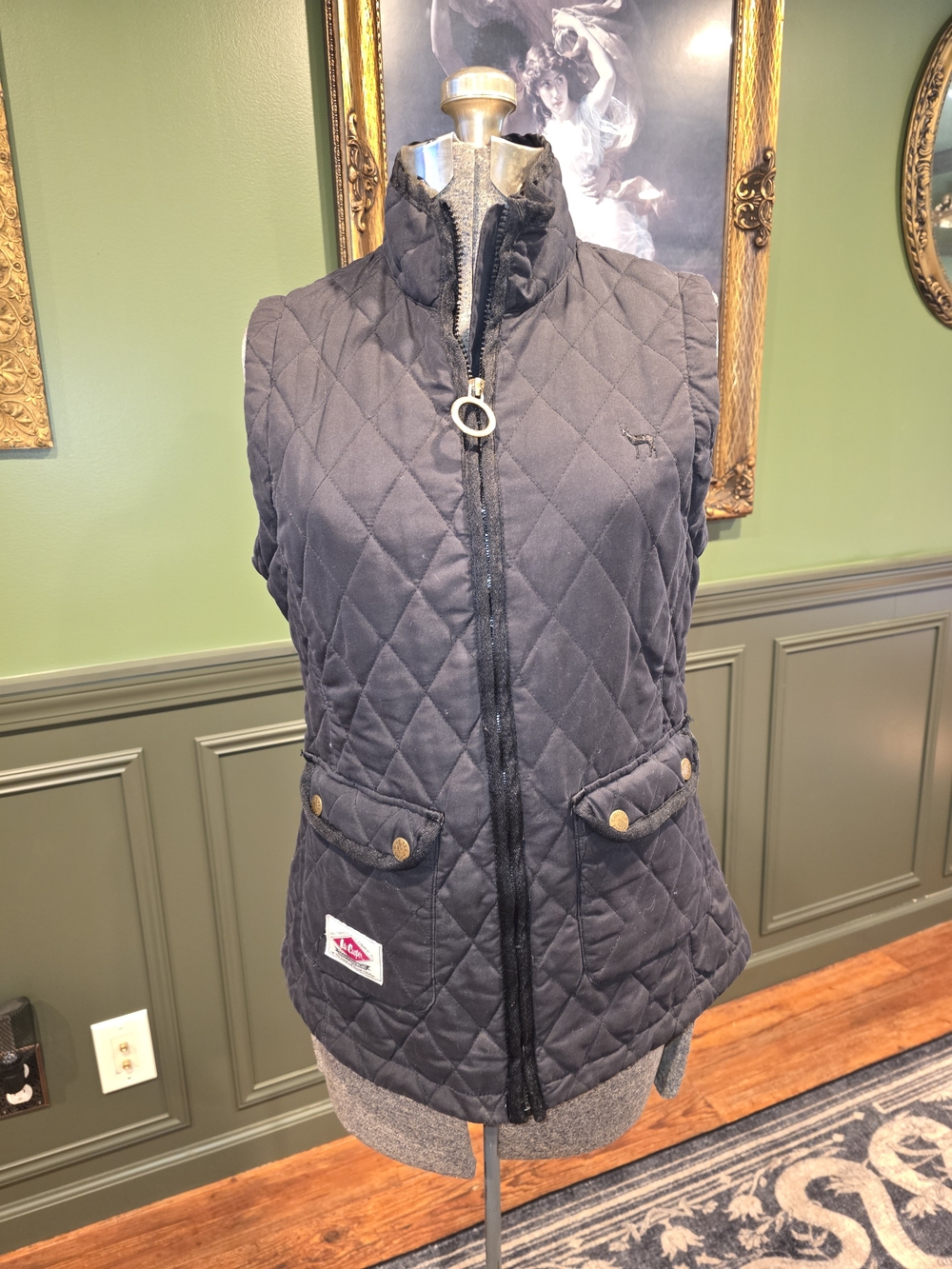 Quilted Sleeveless Vest in Black with High Collar